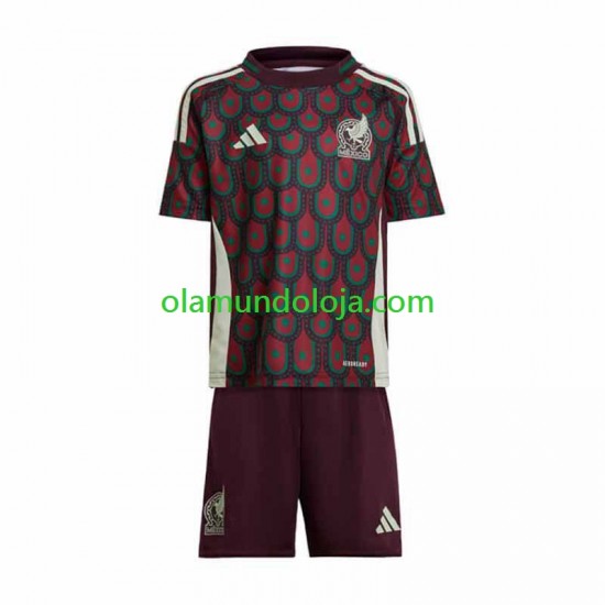 Camisola México Copa America 2024 Criança Equipamento Primeiro Manga Curta